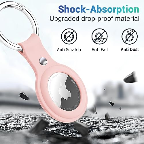 Image of LIRAMARK Airtag Case for Apple Airtags Silicone Case Protective Cover for Airtag Case Locator Tracker Anti-Lost Device Keychain Protection Sleeve (Pink)