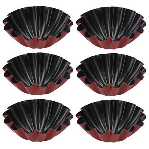 DOITOOL 6pcs Egg Tart Molds Baking Tool Non-Stick Tart Muffin Pans Jelly and Pudding Molds Easy Demoulding Stainless Steel for Home