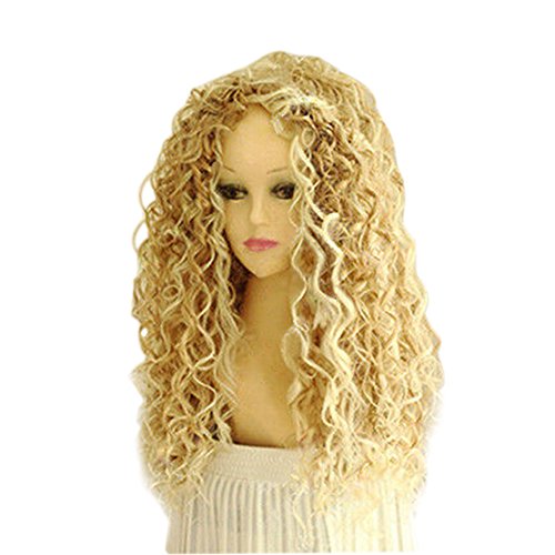 Peluca de pelo natural de Steellwingsf Gemini_Mall, pelo largo y rizado rubio, ideal para cosplay