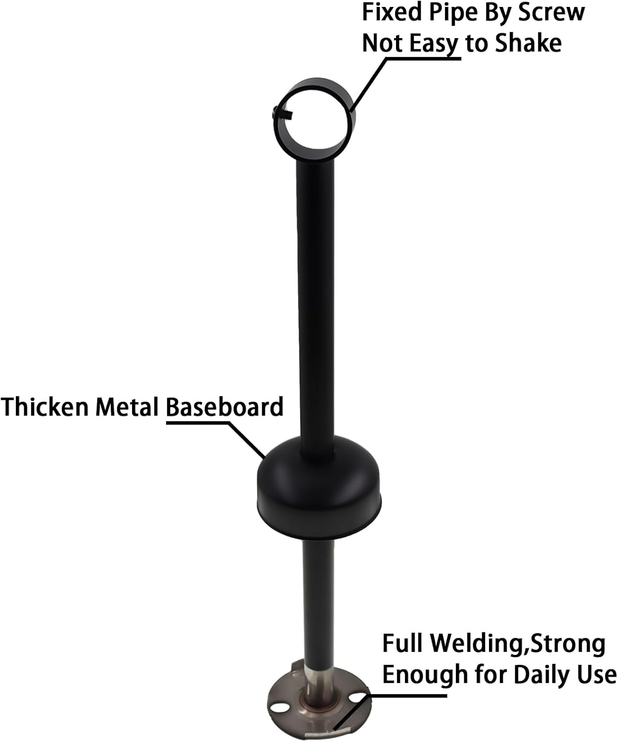 Curtain Rod Ceiling-Mount Bracket,Stainless Steel Ceiling-Mount Rod Holder,TTZEZE Heavy Duty Curtain Rod Holder,Shower Curtain Hanging Rod Supports Sockets (Black, H:40cm/15.75'' ID:2.6cm/1'' 2PCS)