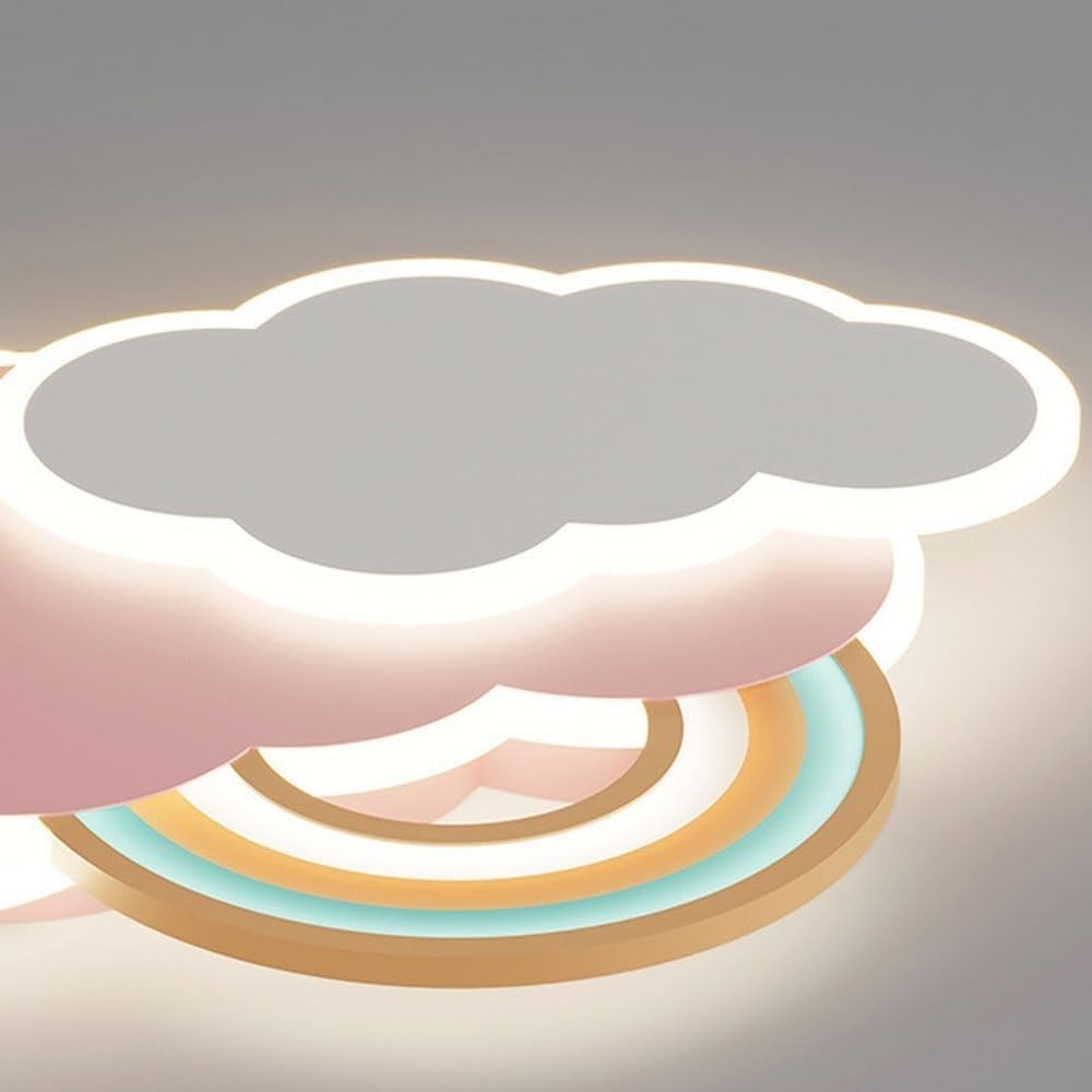 Deckenlampe LED Kreativ Dimmbar 53W Cartoon Beleuchtung Acryl Rosa Wolke Design Deckenleuchte mit Fernbedienung Junge Mädchen Zimmer Deckenleuchten Wohnzimmer Schlafzimmer Büro Dekoration Decke