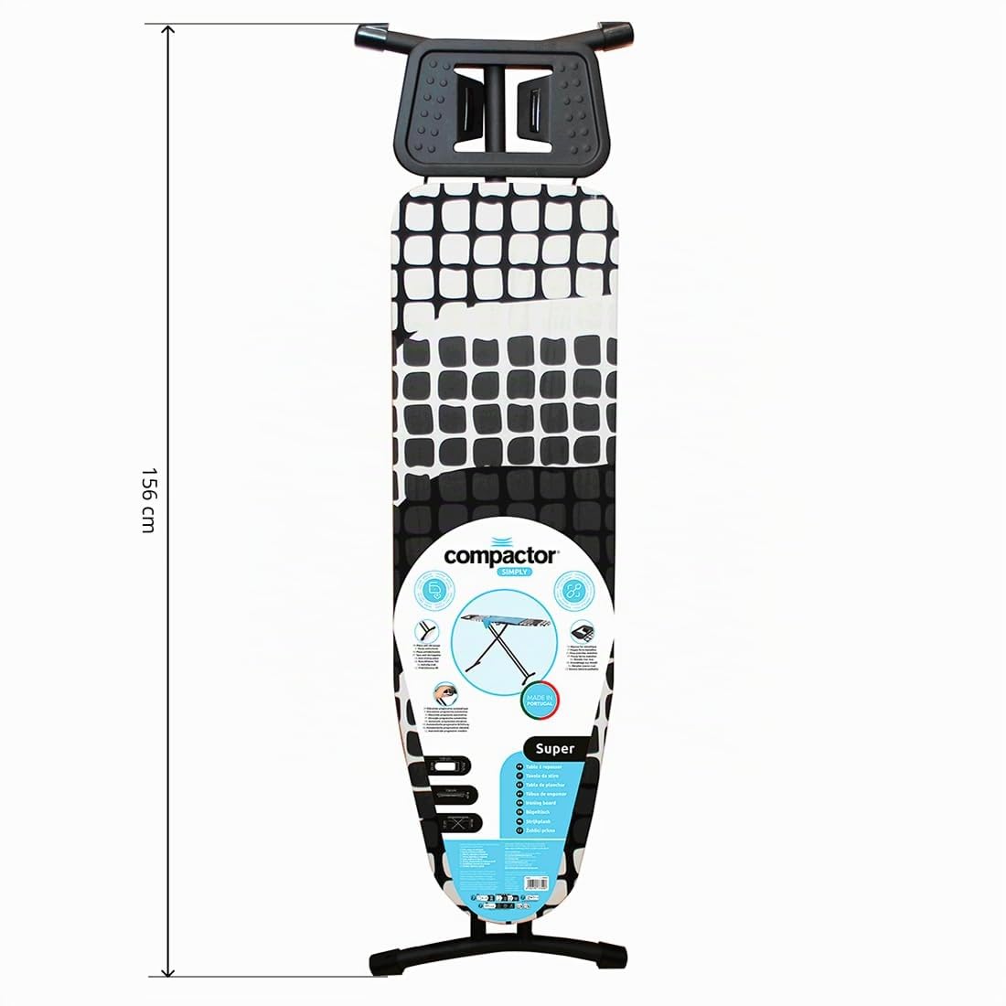Acomoda Textil - Tabla de Planchar Altura Ajustable con Estructura Metálica Estable, Amplia y Plegable con Funda 100% Algodón. Soporte para Planchar Antideslizante Fácil Almacenaje (Super)