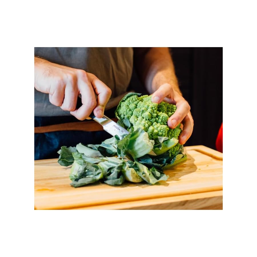 Made-In-Cookware-4-Piece-Knife-Set-with-Knife-Block-Includes-Chef-Knife-Bread-Knife-Paring-Knife-and-Nakiri-Knife-Full-Tang-With-Truffle-Black-Handle-Made-in-France Made In Cookware - 4 Piece Knife Set with Knife Block - Includes Chef Knife, Bread Knife, Paring Knife, and Nakiri Knife - Full Tang With Truffle Black Handle - Made in France