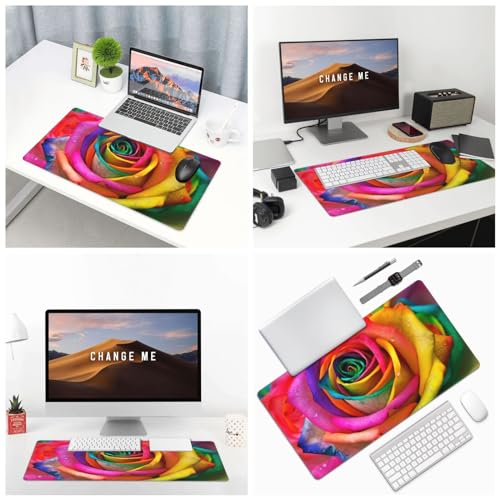 Tapis de souris antidérapant grand format pour protéger le bureau rose - 7