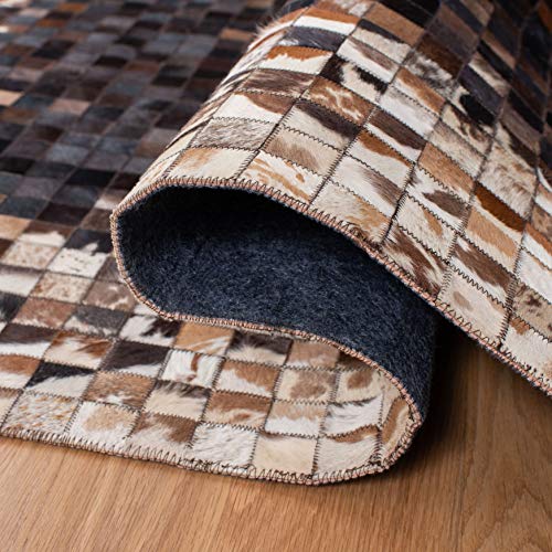 Safavieh STL803B-27 Studio Leather Collection 2'3 Inch X 7' Beige/Brown Stl803B Handmade Mid-Century Modern Leather Runner Rug thumb #4