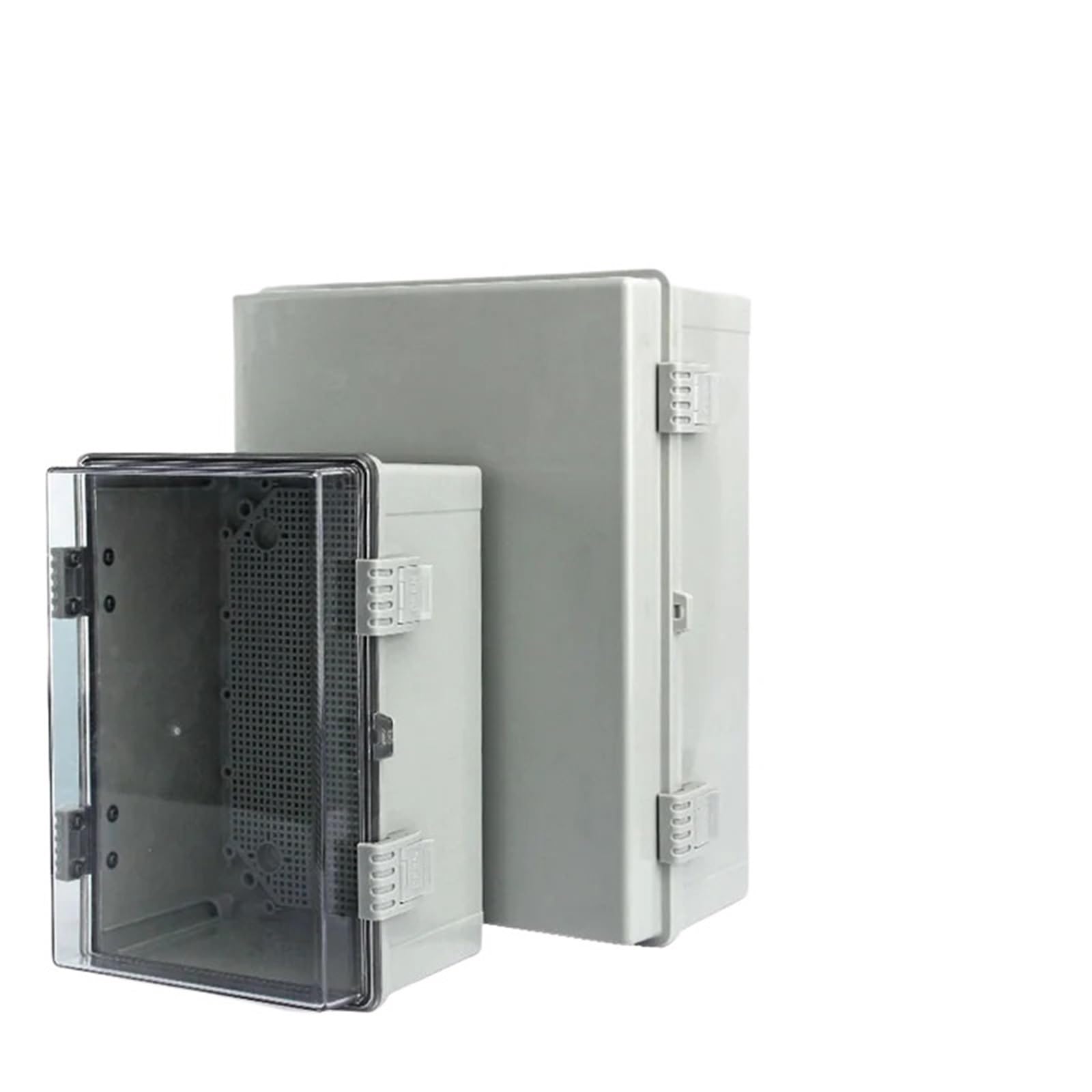 Zewnętrzna plastikowa skrzynka IP66, skrzynka rozdzielcza, szara/przezroczysta pokrywa, powłoka, puszka elektryczna (275 x 195 x 110 mm, przezroczysta osłona)