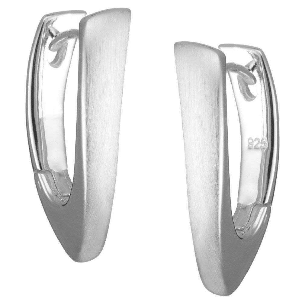 sense925 Sterling Silver Huggie Hoop Earrings V-Shape matte shiny Weight 3.8 g Length: 16 mm Width 10 mm