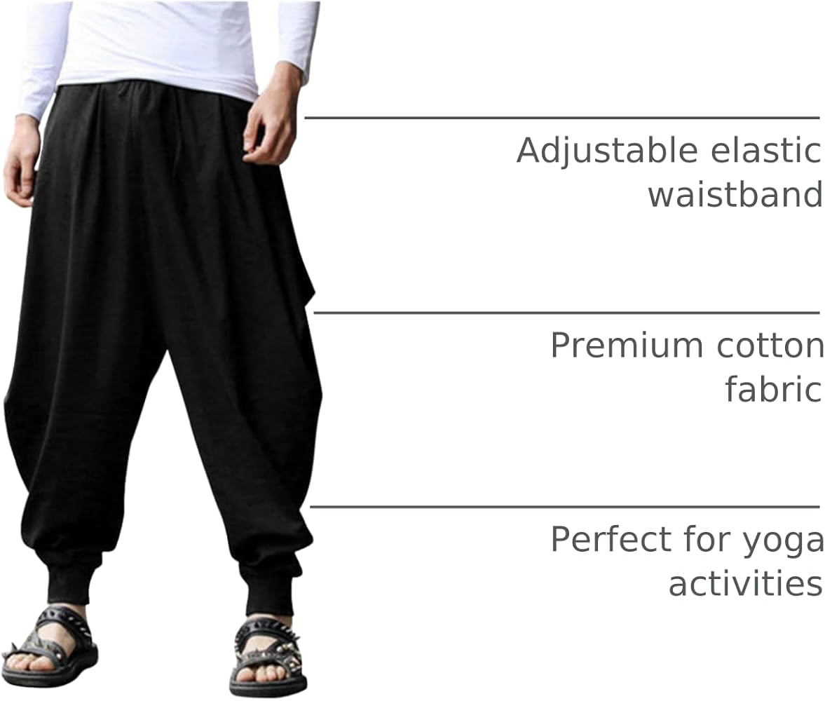 Amazon.com: COOFANDY Mens Harem Linen Hippie Pants Crotch