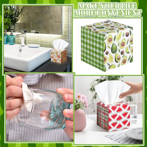 Image of Fourluoo 12 Pack Fruit Facial Tissues Cube Face Boxes 600 Sheets 3 Ply | Small Square Tissues Bulk for Spring Summer Car Bedroom Desktop Supplies, Disposable Face Tissue, Fruit Patterns