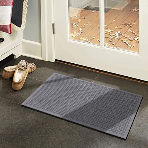 A1 Home Collections All Weather Absorbent Doormat, Quick Dry, Absorbs Up To 2 Cups Of Moisture, Non Slip & Heavy Duty Sbr Crumb Rubber Backing Indoor/Outdoor Boot Scraper,24X36, Charcoal Grey #TOP2