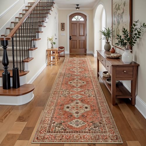 Image of Boho 16ft Runner Rug for Hallways 2.6x16 Washable Runner Rug Non Slip