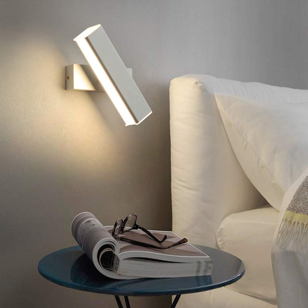 Chrasy Applique Murale LED 6W Lampe Murale Blanc Chaud Acrylique Moderne Lampe de Mur Rotatif Fer Éclairage Mural pour Chambre Salon Bureau Couloir (Blanc)