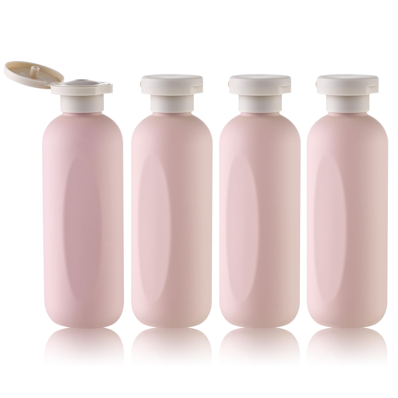 owlyee 6.7oz Travel Shampoo Bottle, Empty Plastic Squeeze Bottles with Flip Cap, 4PCS Lotion Container for Toiletries (200ml, Pink)
