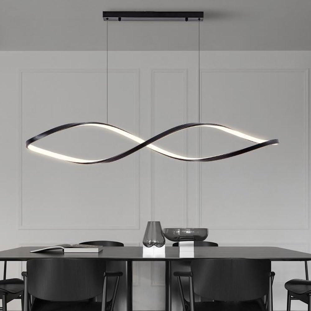 KXEcoLife Ceiling Pendant Light Fixture 120CM Surrounding Twisted Chandelier Modern LED Hanging Lamp 54W Aluminium Dimmable for Bars Cafes Restaurants