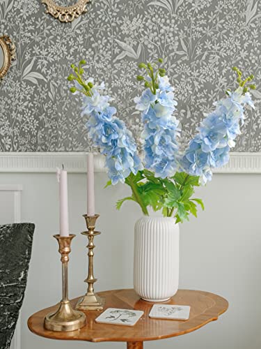 Yalzonemet 3 Pcs Blue Delphinium Artificial Flowers For Decoration, 31.5'' Long Stem Fake Larkspur Real Touch Lifelike Latex Delphinium, Flower For Home Outdoor Wedding Flora Table Centerpiece #TOP2