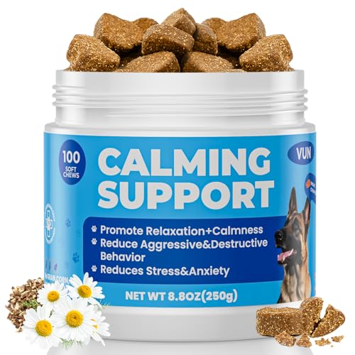 Calming Chews for Dog,Dog Calming Chews Anxiety&Stress Relief Treat with Melatonin,L-Theanine,Sleep Aid for Small/Large Dogs for Separation,Barking,Thunderstorm,Fireworks,Travel,Vet Visit -100 Counts