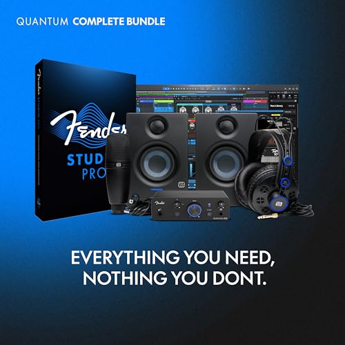 Image of Fender Quantum Complete Recording Bundle with Quantum LT2 USB Interface, Mic, Speakers, Headphones & Recording Software | All-in-One Bundle for the Guitarist, Vocalist & Podcaster