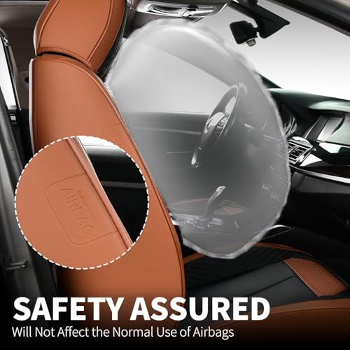 Image of FLORICH Waterproof Car Seat Covers Full Set, Automotive Seat Covers, Brown Car Seat Covers, Luxury Seat Protector Universal fit for Most Cars SUVs and Trucks - Brown&Black