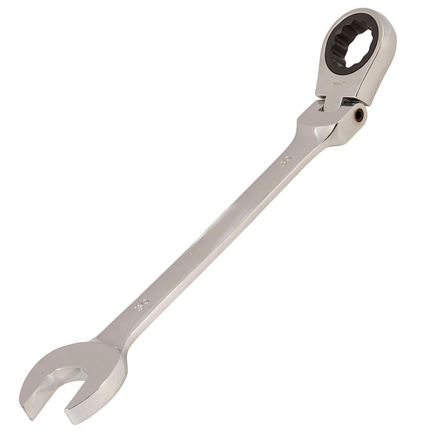 Dapetz ® Flexible Head Ratchet Metric Spanner Open End Ring 30mm, Mirror Polished, Raised Panel Spanner, Chrome Vanadium Steel Combination Spanner Suitable for Mechanics