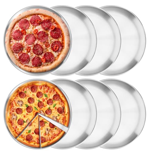 HOFURME 8 Pcs 9 Inch Pizza Pans Bulk Stainless Steel