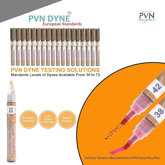 PVN DYNE Pen 38 & 40 Dynes/cm [Popular Value Pack] for Surface Tension-Treatment Measurement,Pack of 2, Reddish Pink