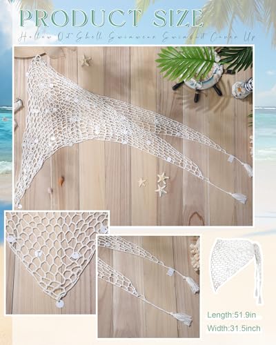 Zeyune Women Crochet Cover-ups Skirt Triangle Shawl Mermaid Skirt Hollow Out Swimwear Shiny Sequin Beach Fishnet Wrap2