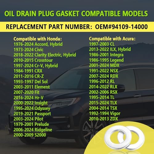 Image of 100PCS Oil Drain Plug Gasket,14mm Aluminum Engine Oil Plug Washer with Lasting Sealing,OEM#94109-14000 Crush Washer Oil Drain Plug Compatible with Honda Civic CRX Acura CL MDX (100PCS)