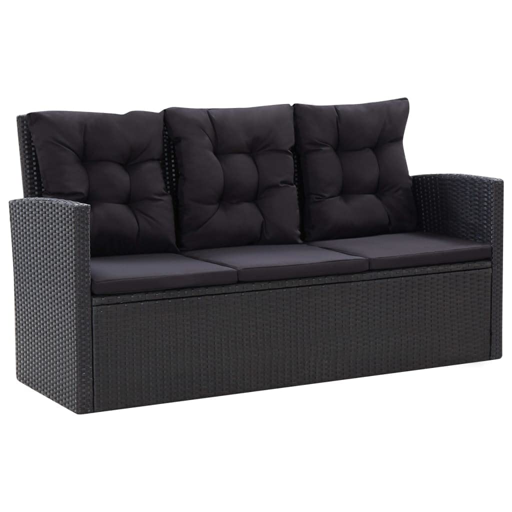 vidaXL Set Muebles de Jardín 6 Piezas y Cojines Conjunto Casa Patio Terraza Sofá Mesa Tablero Sillas Sillón Aire Libre Ratán Sintético Negro
