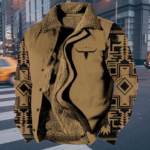 ZOCAVIA Ethnic Aztec Fleece Jackets for Men Fashion Casual Western Vintage Sherpa Jacket Fall Winter Warm Country Cowboy Coat3