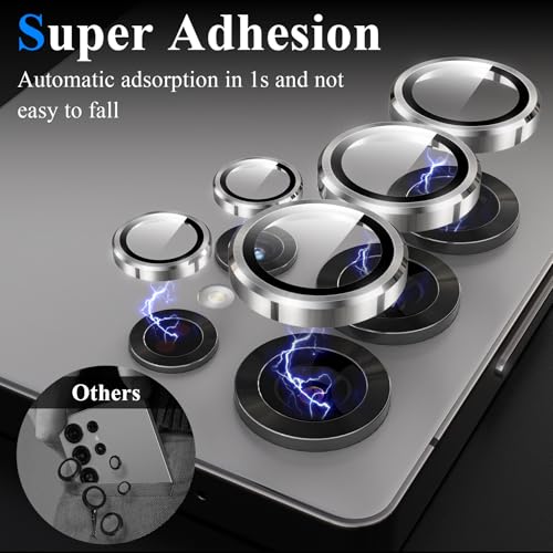Image of YWXTW Camera Lens Protector for Samsung Galaxy S25 Ultra, [5X Stronger] Custom Metal Ring Tempered Glass Camera Screen Protector for S25 Ultra Accessories, Anti-Scratch, 1 Set (Titanium Grey)