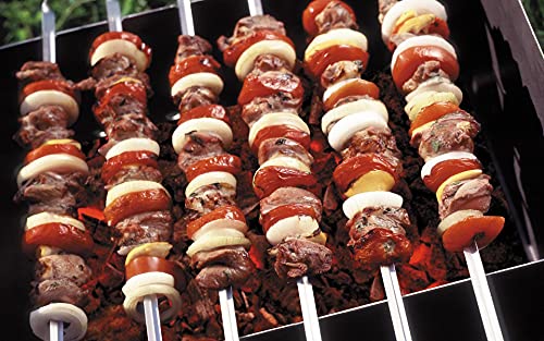 Mocumei TXD2493 Metal Skewers For Grilling,Kabob Skewers,Flat Bbq Barbecue Skewer,Grilling Skewers Set,Reusable Bbq thumb #2
