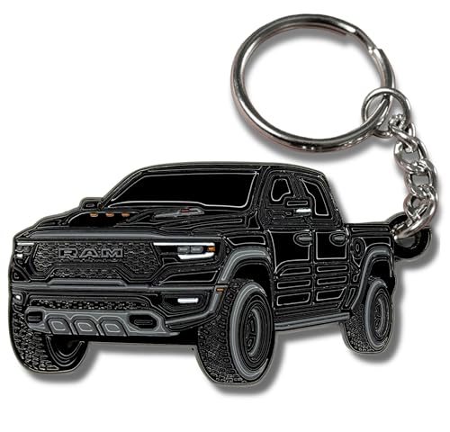 FOUR WHEEL BEAST Dodge RAM Keychain 1500 Accessories - Officially Licensed - Ram 2500 Toy Truck Key Chain 2019-2025 (Black)