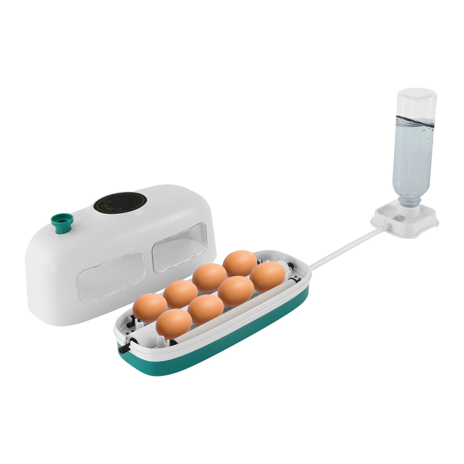Inkubator LED, 8 jajek, 16 W, inkubator LED, wolnostojący inkubator z okienkiem, regulacją temperatury i ręcznym systemem obracania jaj, dla kur, kaczek, gęsi