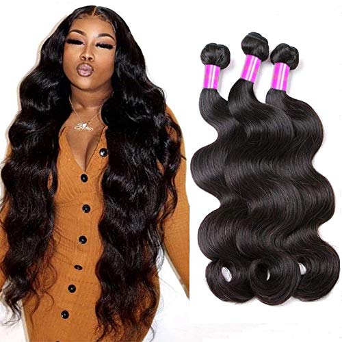 Brazilian Virgin Hair Body Wave Bundles 10A Unprocessed Brazilian Human Hair Weave Body Wave Hair Weave Extensions Brazilian Body Wave Human Hair 3 Bundles Body Wave (26 28 30 Inch)