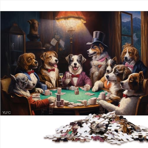 Puzzle für Erwachsene und Kinder, Hunde Spielen Poker, Puzzle für Erwachsene, 1000 Holzpuzzle für Erwachsene und Kinder ab 10 Jahren, geheime, 1000 Teile (50 x 75 cm)