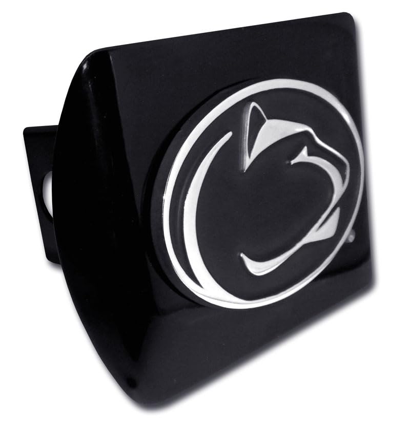 Elektroplate Penn State Nittany Lions Black Metal Trailer Hitch Cover with Chrome Metal Logo