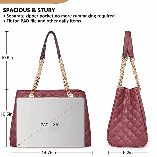 Image of Montana West MEDIUM Tote Bag for Women Quilted Chain Handbags Shoulder Purse
