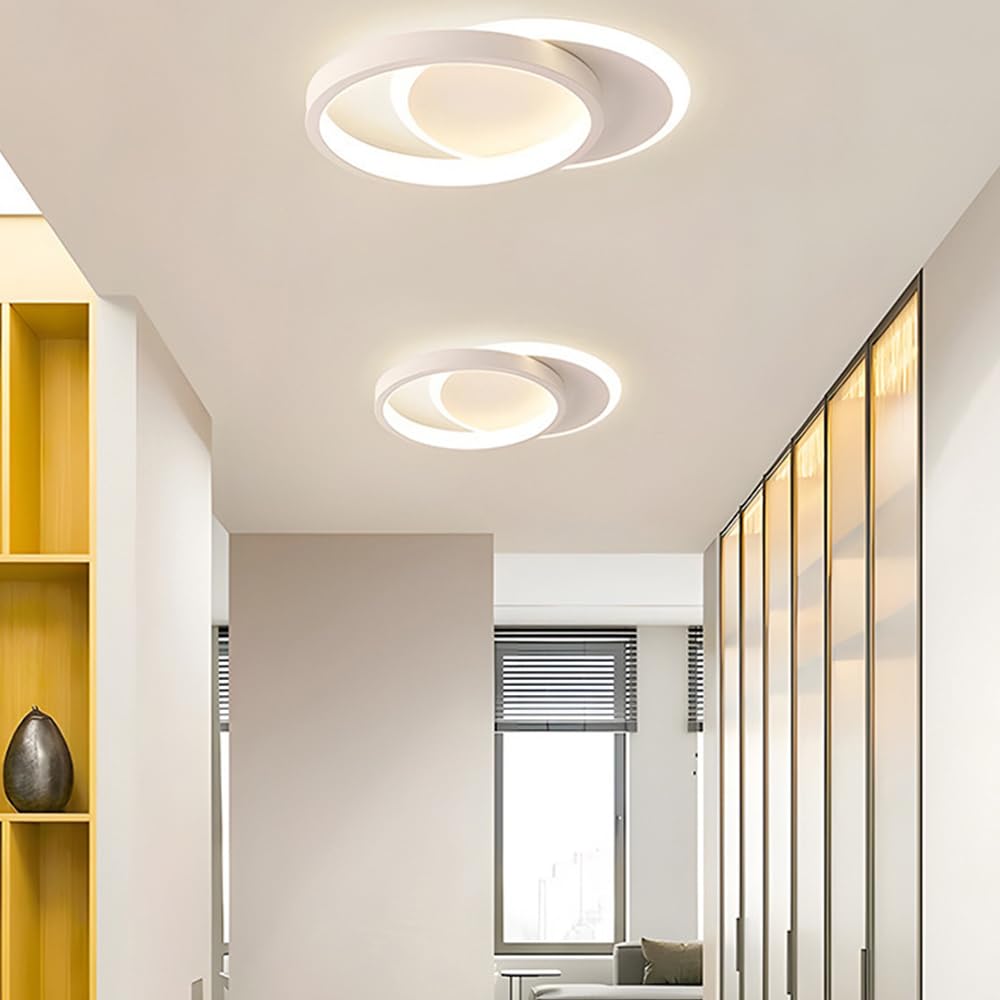 Akrylowa Sufitowa Led Kwadratowa, 23 W Okrągła Sufitowa Do Korytarza, 3 Tryby Kolorów, Lampy Sufitowe Do Sypialni I Ganku, Biała, Półpłaska Oprawa Sufitowa/Okrągły
