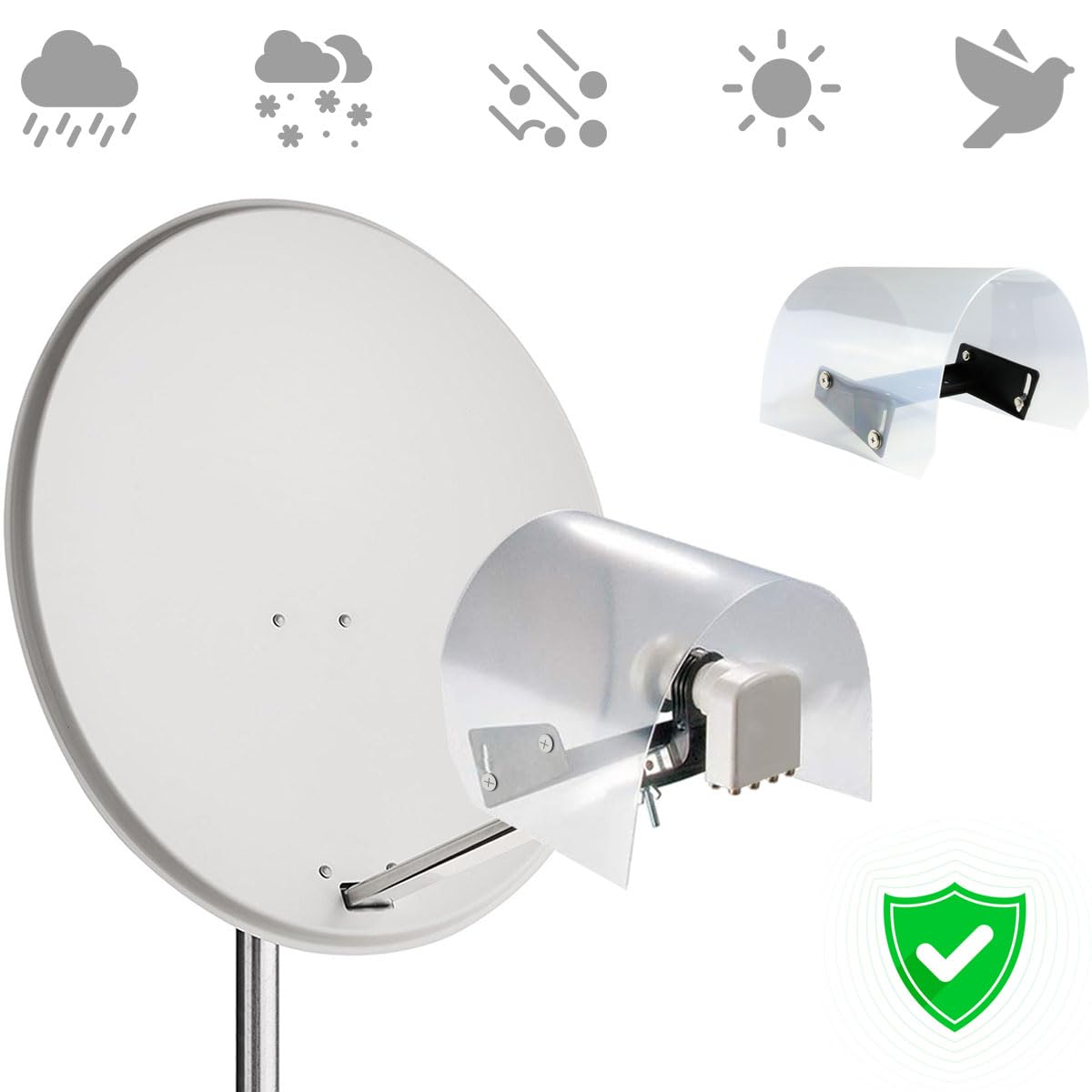 GSS LNB Capuchon de protection contre les intempéries pour 1 LNB, LMB Capuchon de protection contre la grêle, la neige, la pluie