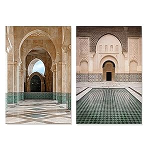 Giclee Moderne Moskee Marokko Posters Canvas Schilderij Wall Art Prints Foto voor Woonkamer Home Decor 19.6 “x 27.5” (50×70 cm) 2 stuks Frameloze