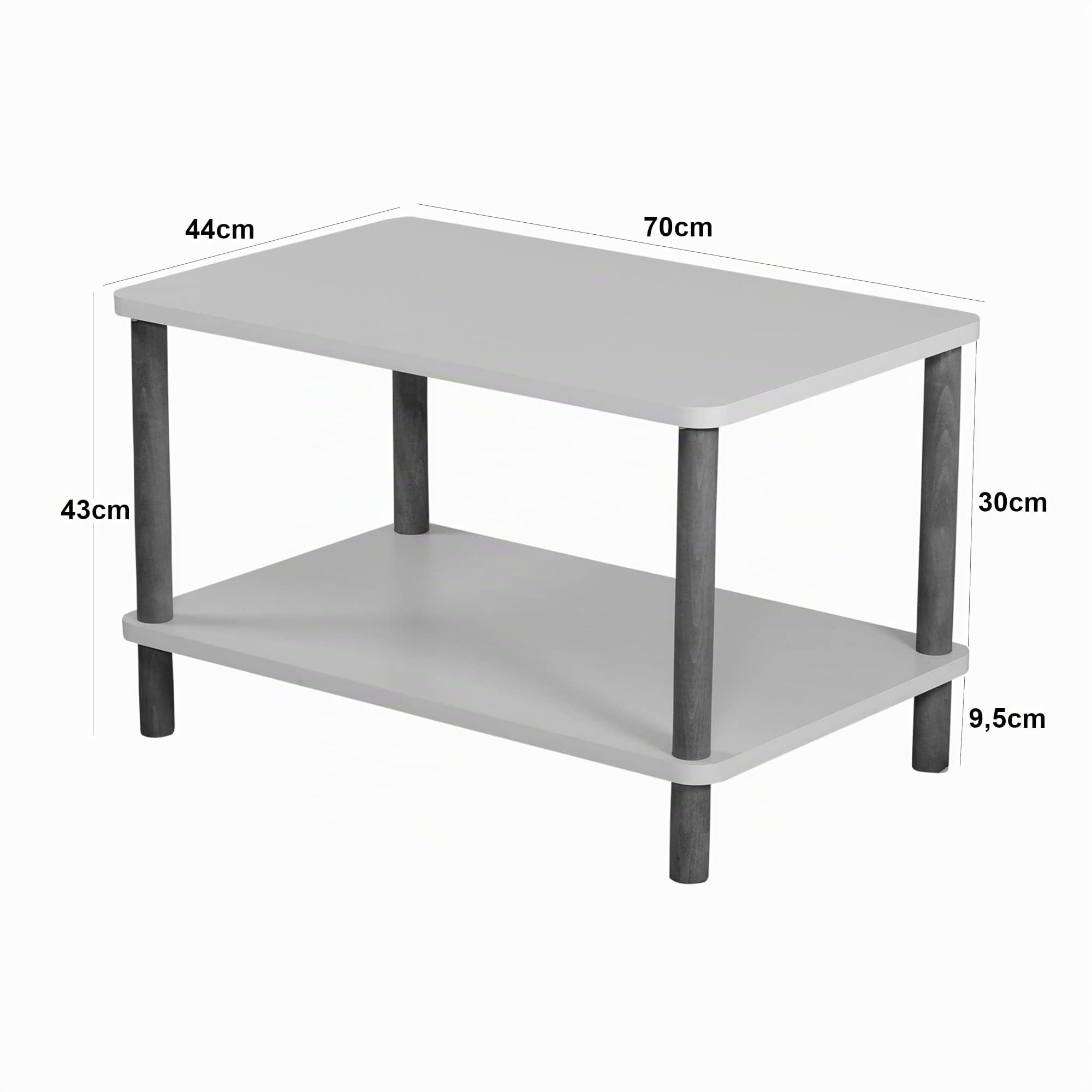 [en.casa] Mesa de Centro Rectangular con Estante Mesa Auxiliar para Sala de Espera Polivalente Aglomerado/Madera Haya 43 x 70 x 44 cm Efecto Madera