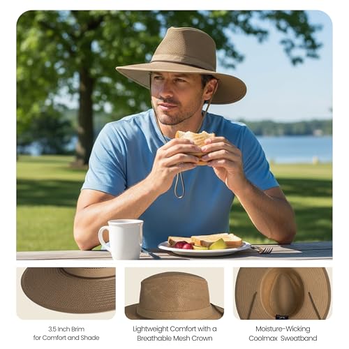 Image of Henschel Hats Aussie Breezer Grande Hat - Extra Wide-Brim Sun Hat for Men | Perfect Men's Summer Hat for Camping