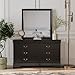 Furniture of America Arabella Traditional Wooden 6 Drawer Dresser with Mirror, Vintage Bedroom Set, Accent Vanity Dressing Table with Antique Nickle Handles for Dressing Room, Walk-in Closet, Black