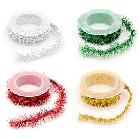 4 Pack Metallic Glitter Tinsel Garland Cover