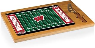 PICNIC TIME NCAA Icon Glass Top Cutting Board & Knife Set, Cheese Boards Charcuterie Boards, Serving Platter, (Parawood & Bamboo)