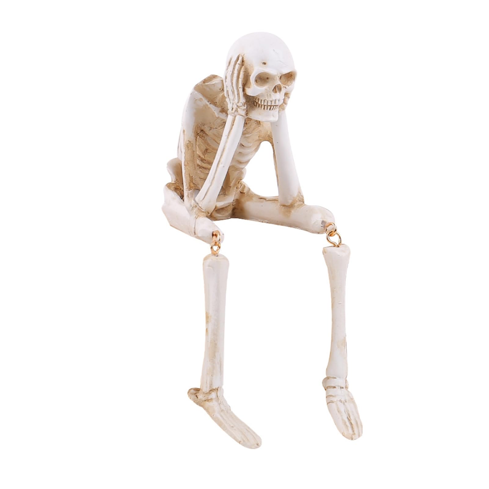 Quoravel Halloween Skeleton Statue, See Speak Hear No Evil Skeleton Figurines, Collectible Skull Decoration for Indoor Mantel Table Gothic Home Decor Style C 1piece
