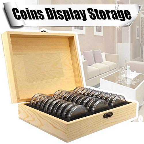 30Pcs/Box Coin Box 51mm Round Boxed Holder Wood Coins