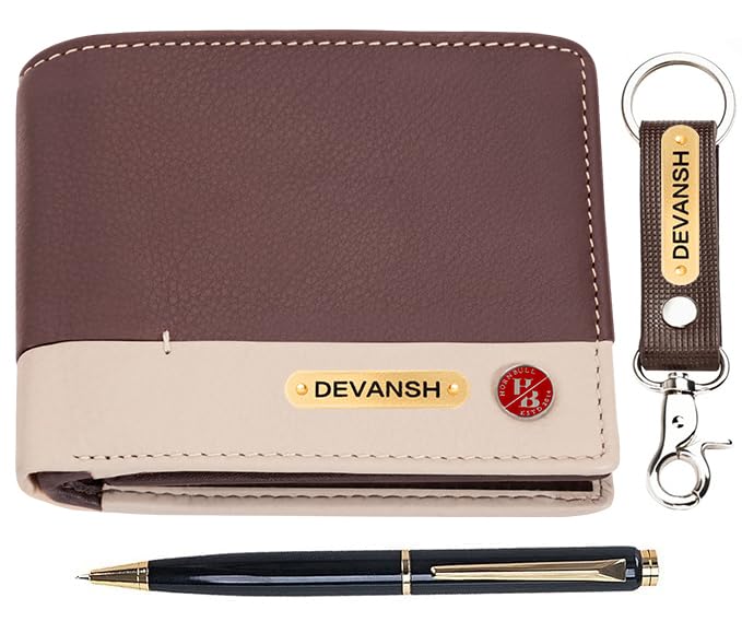 hornbull Men's Personalized Combo Gift Set I Customized Stylish Leather Purse & Keyring with Name | Unique Birthday Anniversary Gift for Men Boy Love Husband (Brown)-picture-26