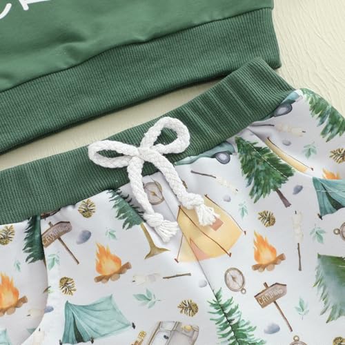 Fall Winter Outfit Toddler Baby Boy Cousins Camping Crew Long Sleeve Sweatshirt Pants 2Pcs Adventure Clothes Set4