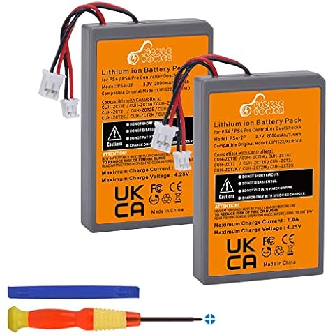 PS4 Controller Akku, Pickle Power 2 x 2000mAh PS4Pro Akkus für Sony Playstation 4 Dualshock 4 V1 V2 Controller CUH-ZCT2 CUH-ZCT2E CUH-ZCT1E CUH-ZCT1U mit Kabel Cover
